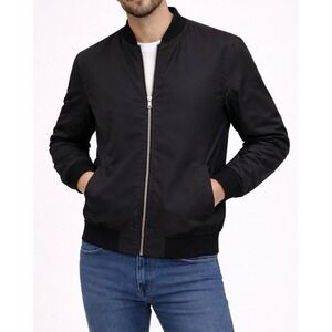 Mens Reversible Bomber Jacket Black Mustard Yellow Tokyo New York Tape Sleeve